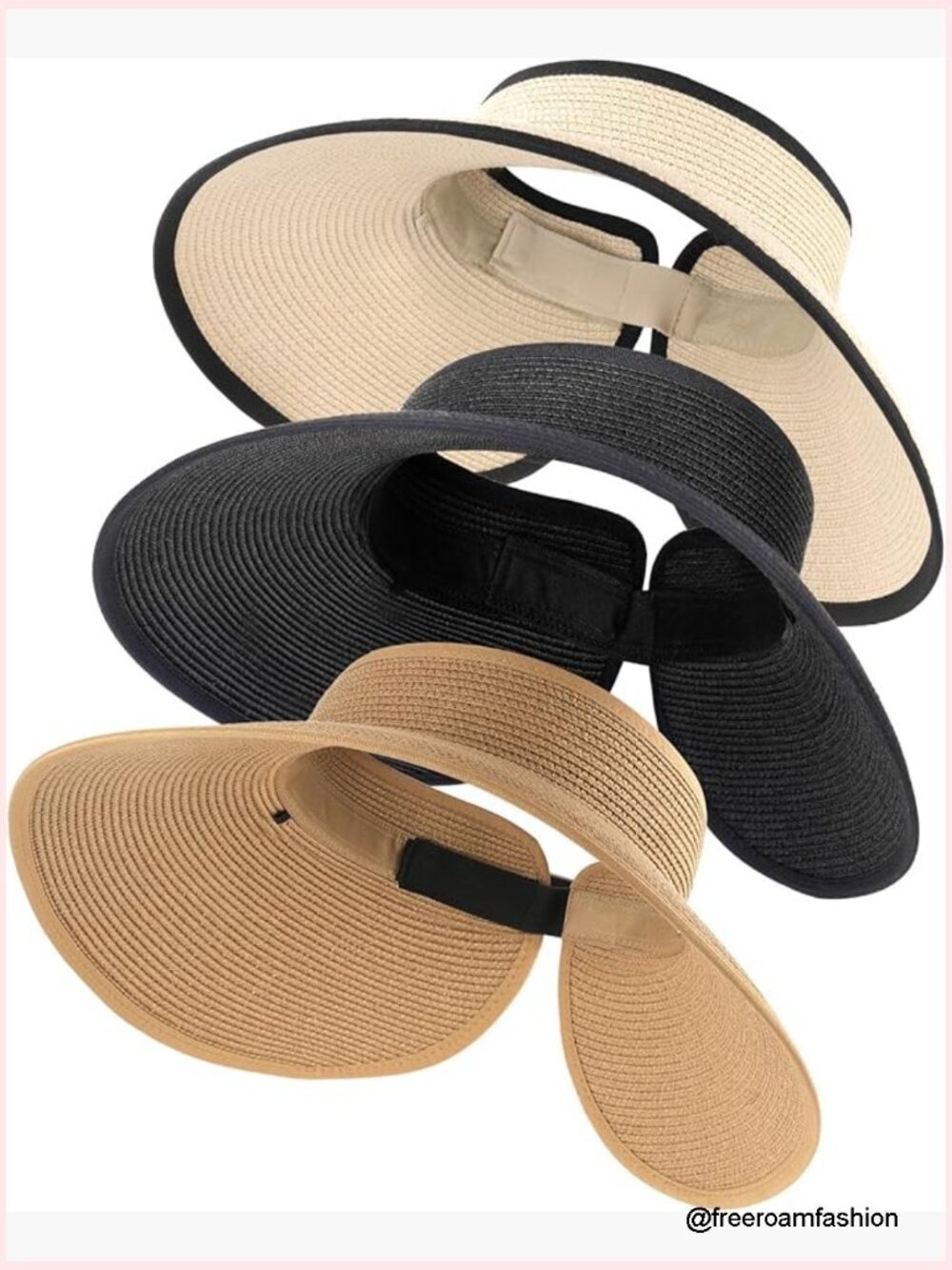 Straw Sun Visor Hat UPF 80+ Wide Brim Ponytail Foldable Beach Hat